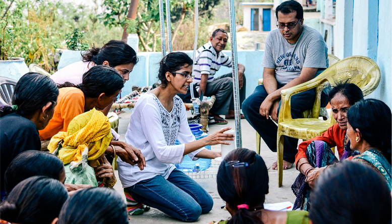 Krithika leads a discussion in circle