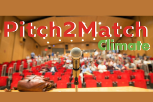 An event poster for, "Pitch2Match: Climate," which is scheduled for November 13th from 6:00 - 8:00 p.m.