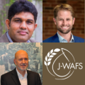 Three headshots of past visiting scholars and the J-WAFS logo